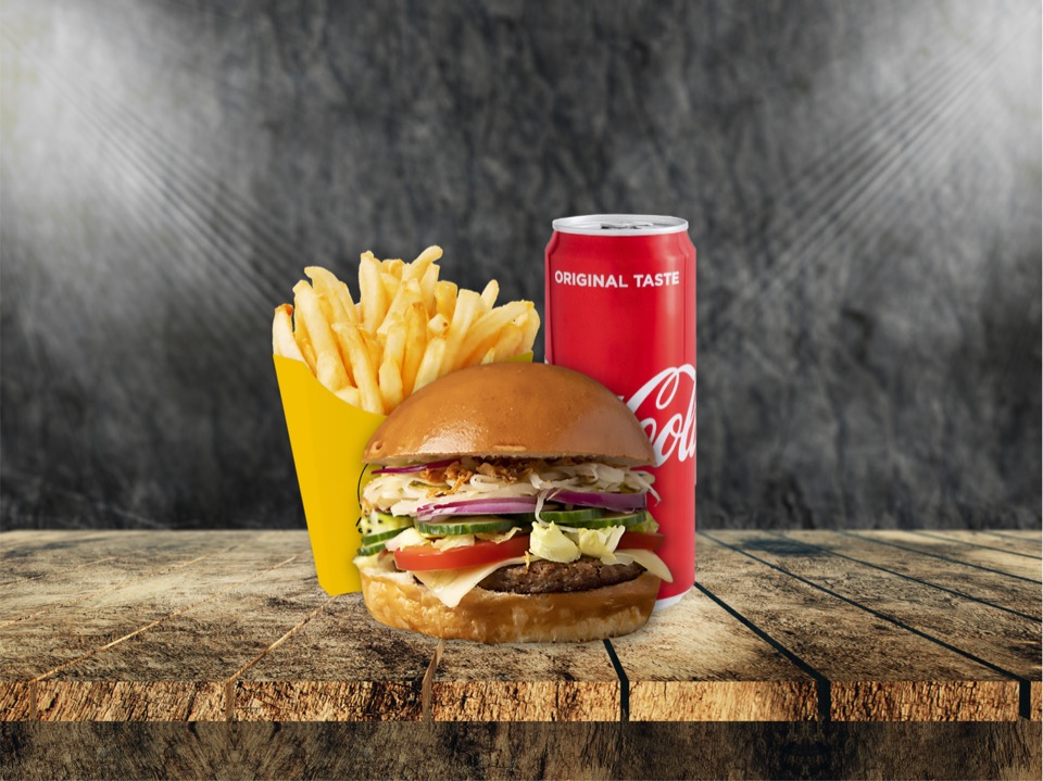 Marhahúsos hamburger kis menü